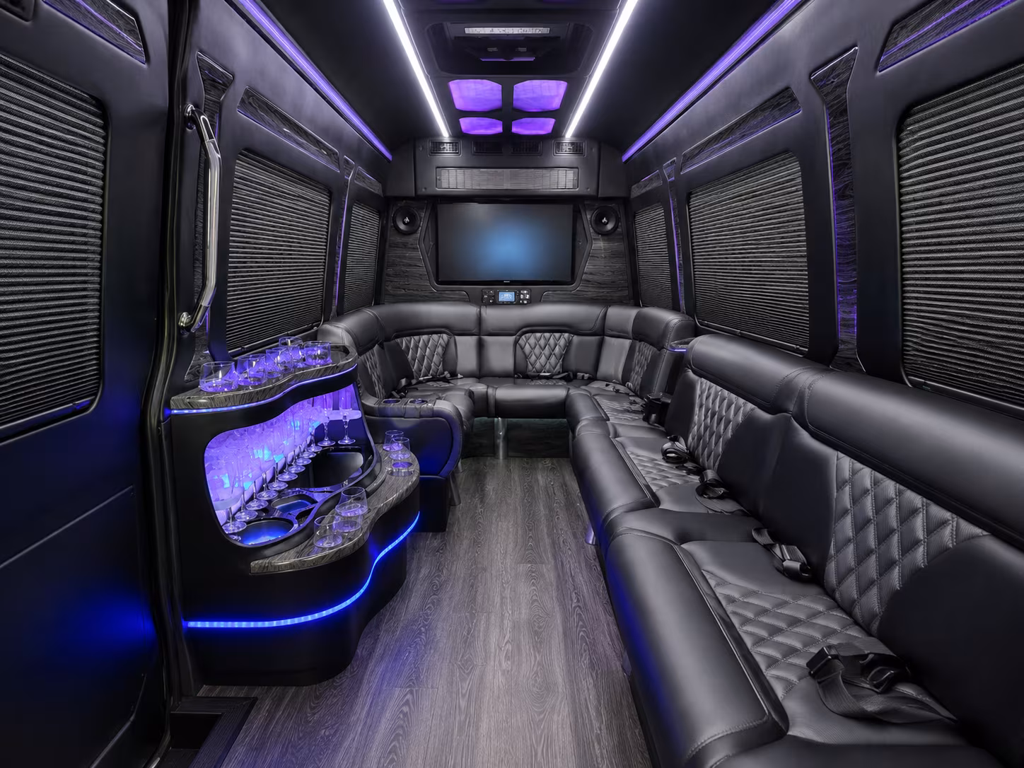 lowell 40 passenger party bus interior